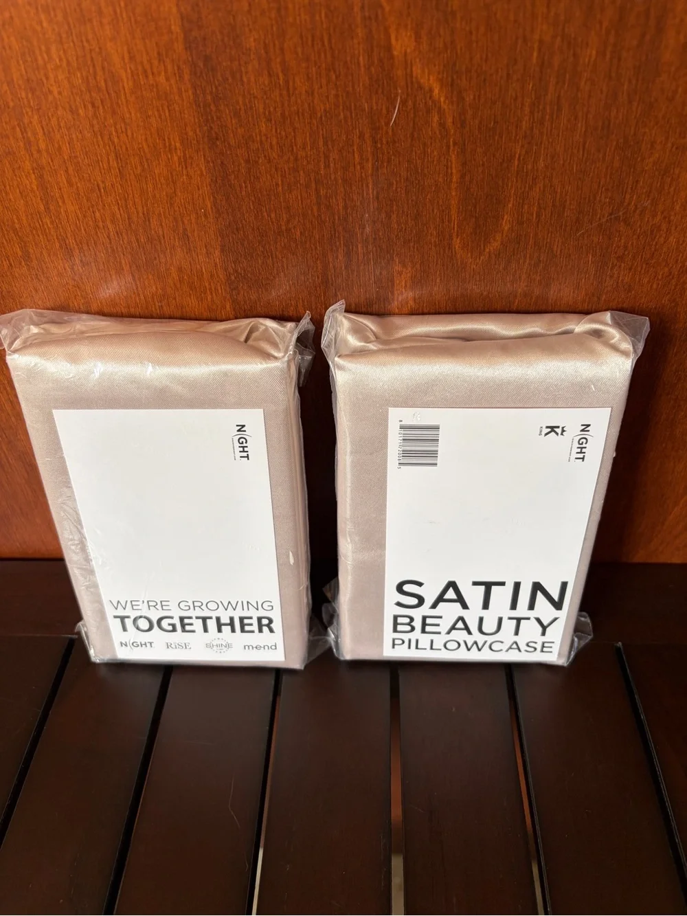 New Set of 2 Night King Satin Beauty Pillowcase - Champagne/khaki
